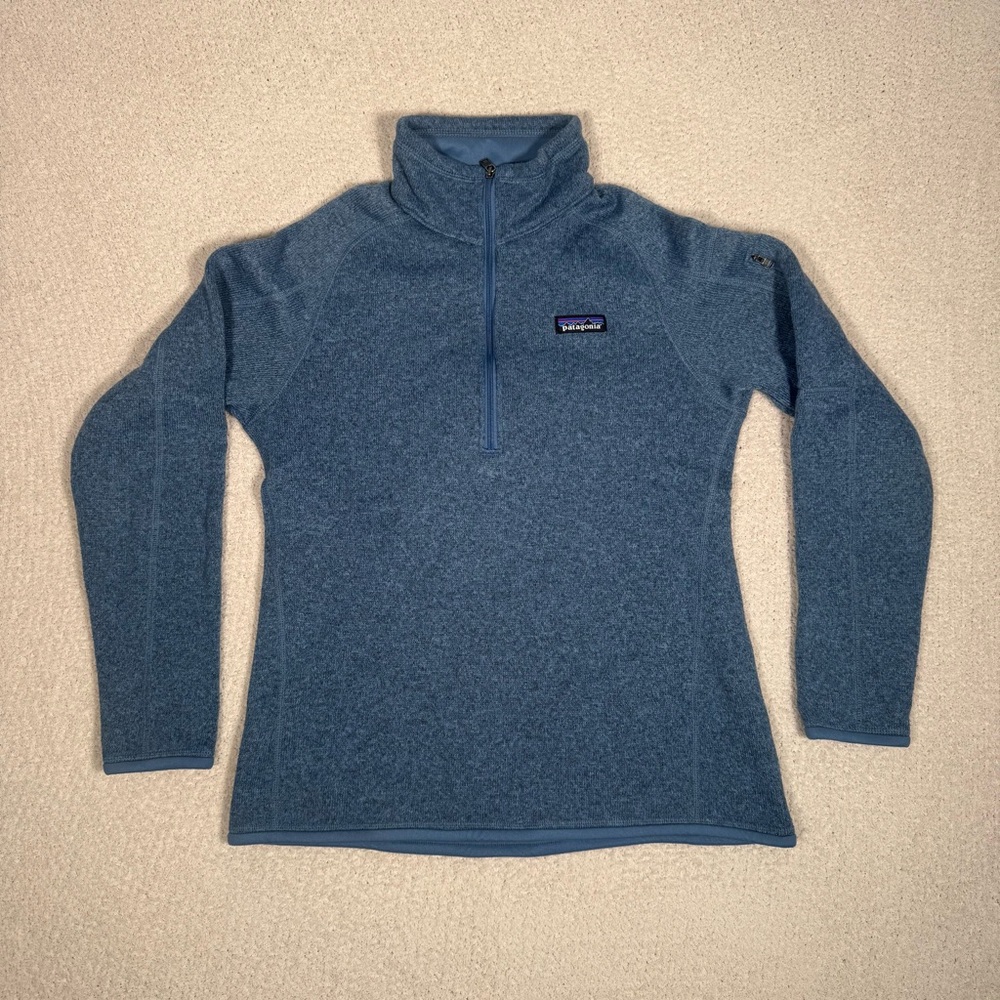 Patagonia Jacket Womens Medium Woolly Blue Better Sweater Fleece 1/4 Zip 25618